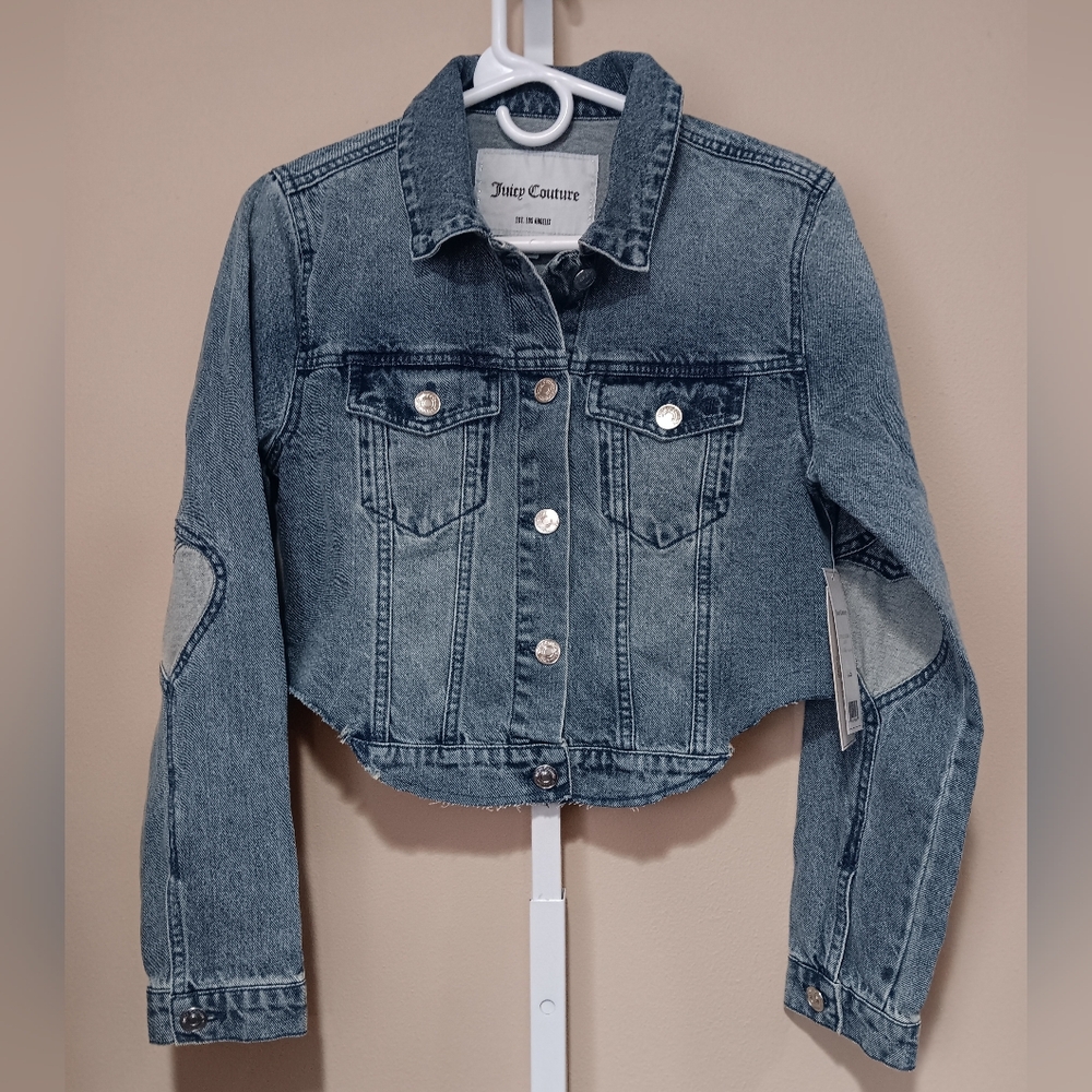 Juicy Couture Women's (Size XS) Blue Lt. Wash Cropped Denim Jacket (NWT)